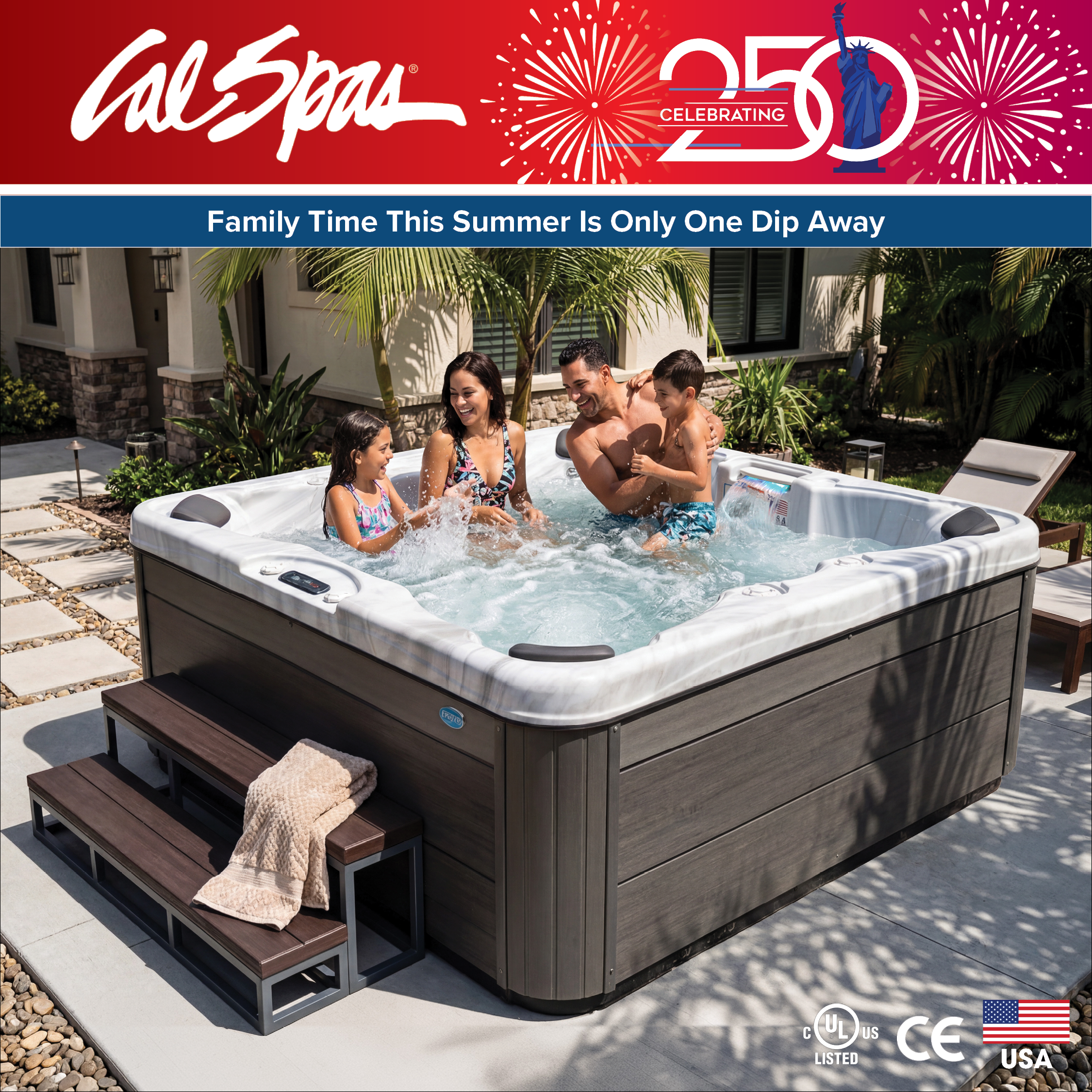 Calspas hot tub being used in a family setting - Rockhill